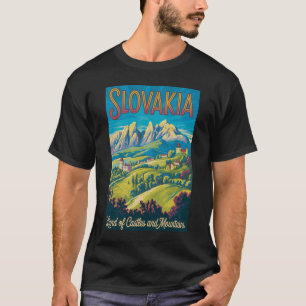 Camiseta Ilustração da Silhueta da Eslováquia Arte de Viage
