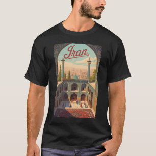 Camiseta Ilustração da Silhueta do Irã Viagem Arte Vintage