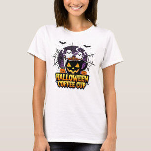 Camiseta Ilustração da Taça de Café de Abóbora Bonita