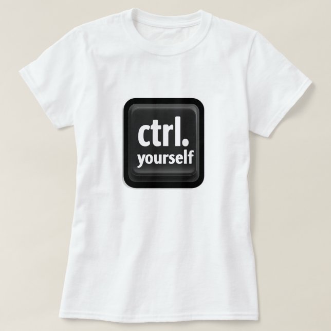Camiseta Ilustração da Tecla “Ctrl a Si Mesmo” – Moti Minim (Frente do Design)
