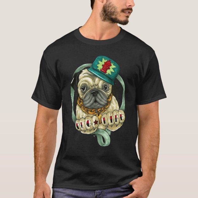 Camiseta Ilustração da vida Pug (Frente)