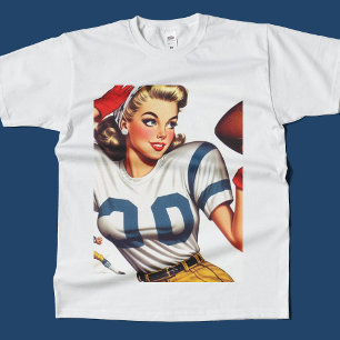 Camiseta Ilustração da Vintage Football Girl