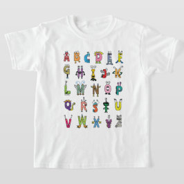 Camiseta Ilustração das criações do alfabeto - Diversão da 