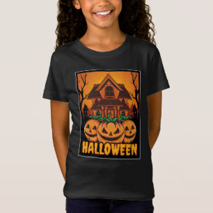 Camiseta Ilustração de Abóbora de Casa Assombrada de Hallow