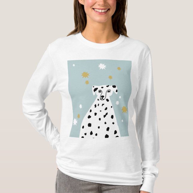 Camiseta Ilustração de Abstrato de Cachorro Dalmático (Frente)