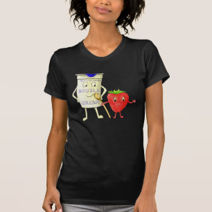 Camiseta Ilustração de Amor Engraçado de Morango e Creme