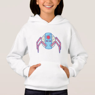 Camiseta Ilustração de Anel de Aranha-Robô Azul Retro