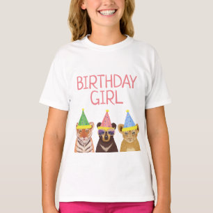 Camiseta Ilustração de Animais de Festa de Rapariga de An