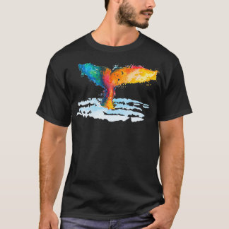 Camiseta Ilustração de Aquarela de Baleia Laranja
