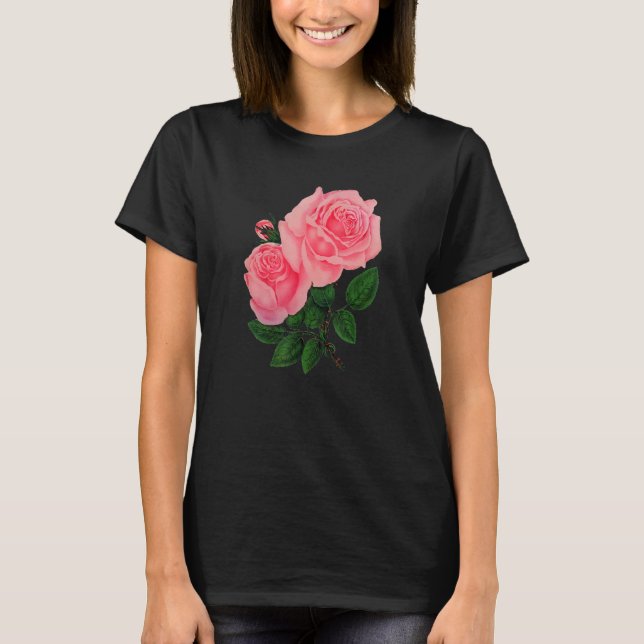 Camiseta Ilustração de Arte Adorável de rosas (Frente)