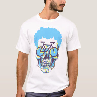 Camiseta Ilustração de Arte Branca Moderna de Bike do Crâni