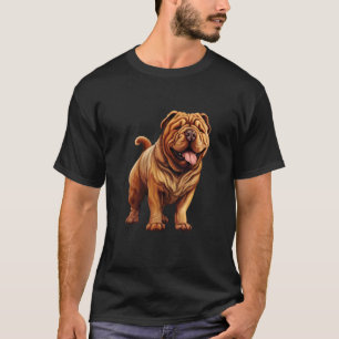 Camiseta Ilustração de Arte de Cachorro Shar Pei Adorável