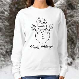 Camiseta Ilustração De Arte De Linha Snowman Com Texto Pers
