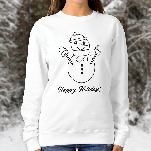 Camiseta Ilustração De Arte De Linha Snowman Com Texto Pers (Festive design for the Holiday season.)