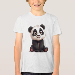 Camiseta Ilustração de Arte de Panda Sentado em Cartoon