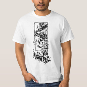 Camiseta ilustração de arte de show de carros de pessoas do
