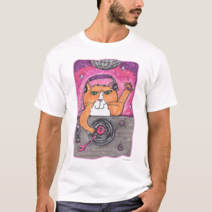 Camiseta Ilustração De Arte Do Marcador De Gato Dj legal