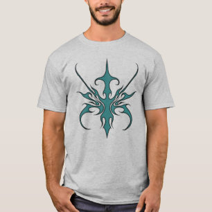 Camiseta Ilustração de Arte em Linha Tribal de Aquamarina F