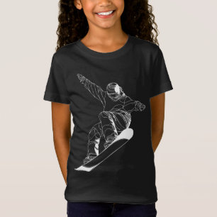 Camiseta Ilustração de arte linear minimalista de um snowbo