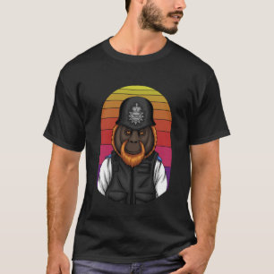 Camiseta Ilustração de Arte Negra Moderna Macaco-Policial