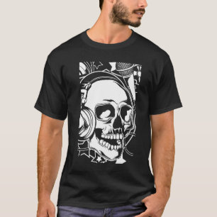 Camiseta Ilustração de Arte Negra Simples com Música Crônic