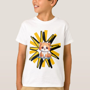 Camiseta Ilustração de Arte Pop de Gatinho Branco Fofo