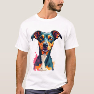 Camiseta Ilustração de Arte Pop de Retrato Colorido de Cach