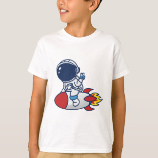 Camiseta Ilustração de Astronauta de Desenho Animado Pilota