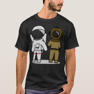 Camiseta Ilustração De Astronauta E Mergulhador