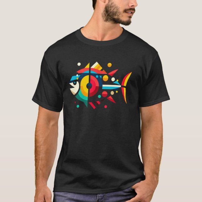 Camiseta Ilustração de Atum com Minimalismo Geométrico Mode (Frente)