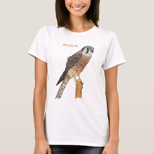 Camiseta Ilustração de ave do Kestrel Americano (Frente)