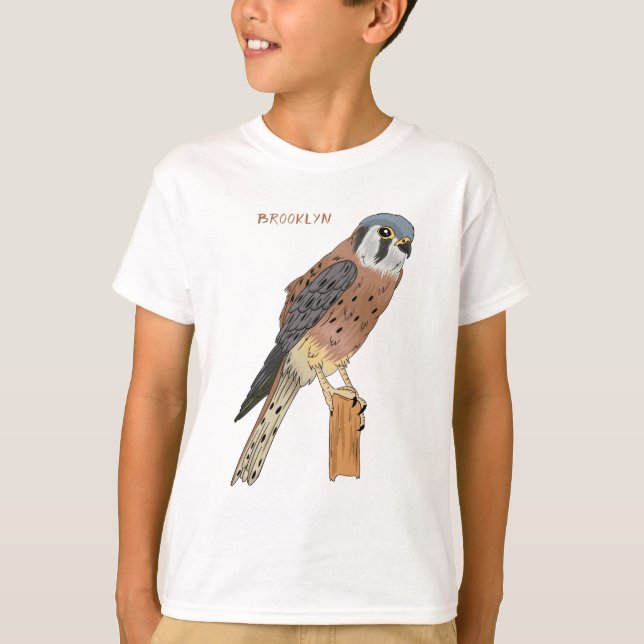Camiseta Ilustração de ave do Kestrel Americano (Frente)