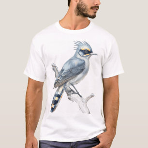 Camiseta Ilustração de Ave Rara Cinza e Branca – Elegante M