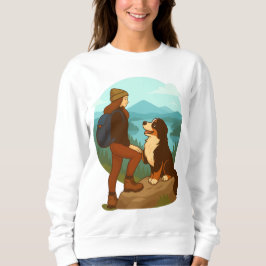 Camiseta Ilustração de Aventura de Menina e Cachorro de Mon