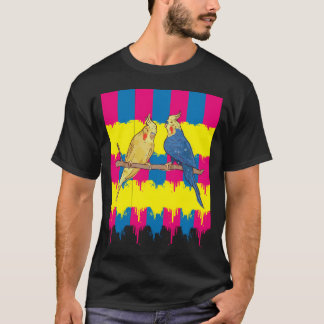 Camiseta Ilustração de Aves Tropicais Coloridas.
