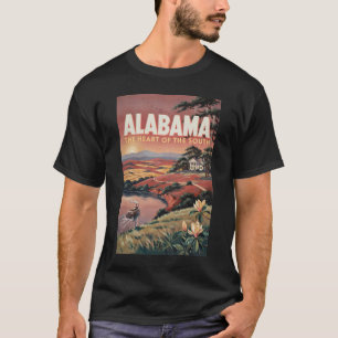 Camiseta Ilustração de barco no rio Alabama Arte de viagem