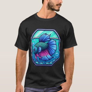 Camiseta Ilustração de Betta em estilo cartoon Aquário Bett