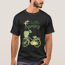 Camiseta Ilustração de Bicicleta Vintage Olá Primavera