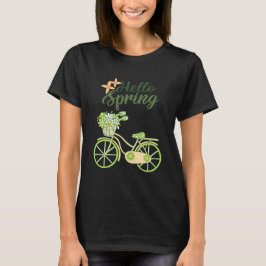 Camiseta Ilustração de Bicicleta Vintage Olá Primavera