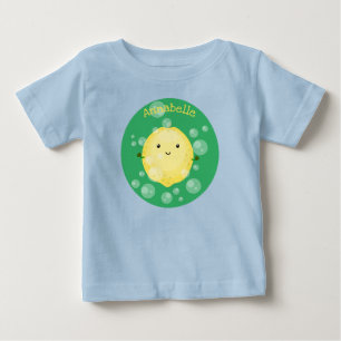 Camiseta Ilustração de bolhas de desenho animado de fruta d