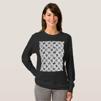 Camiseta Ilustração de borboleta preta e branca Branco 