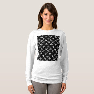 Camiseta Ilustração de borboleta preta e branca preta