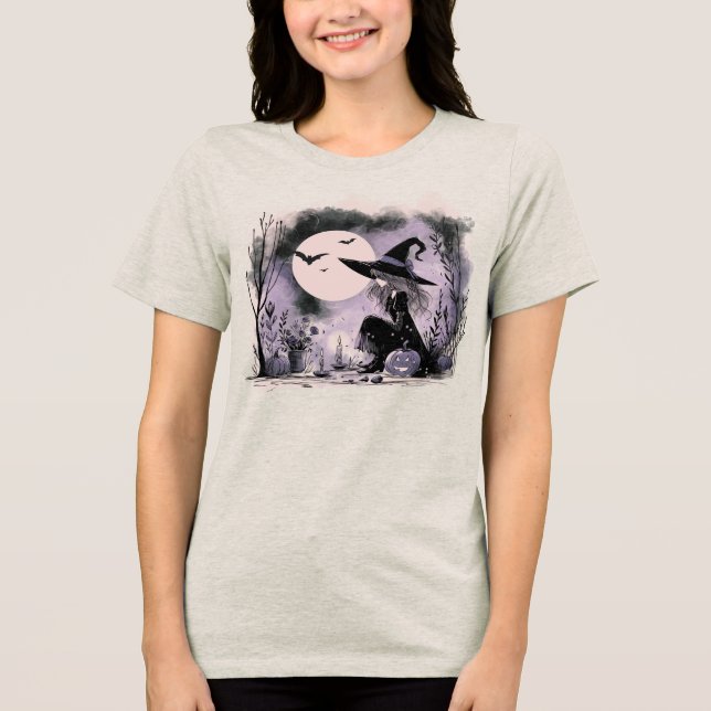 Camiseta Ilustração de Bruxa de Halloween (Frente)