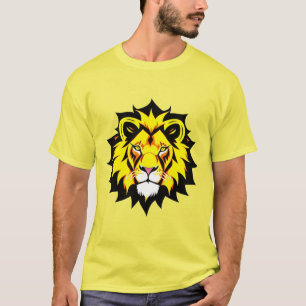 Camiseta Ilustração de Cabeça de Leão com Detalhes Intrinca