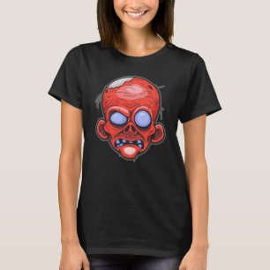 Camiseta Ilustração de Cabeça de Zumbi Morto-Vivo Design