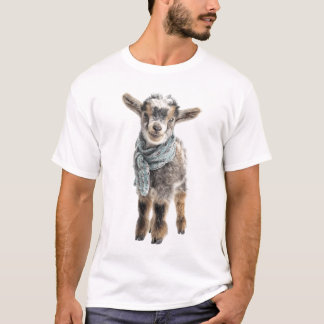 Camiseta Ilustração de Cabrito Adorável com Cachecol de Tri