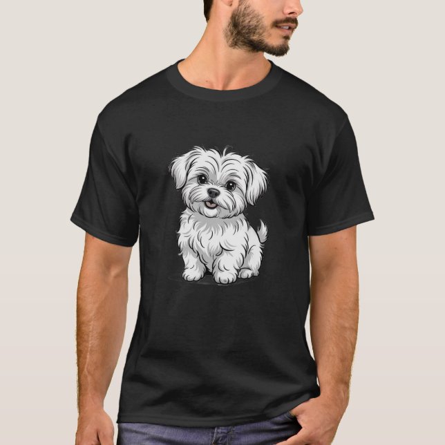 Camiseta Ilustração de Cachorrinho Branco Fofo | A (Frente)