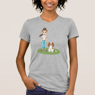 Camiseta Ilustração de cachorro Cavalier Girl & Blenheim