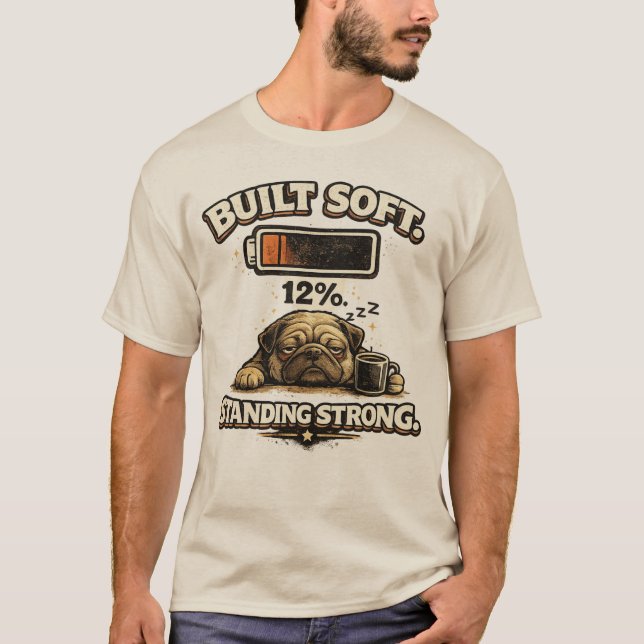 Camiseta Ilustração de Cachorro com Bateria Fraca (Frente)