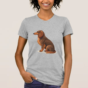 Camiseta Ilustração de cachorro Dachshund de pelo longo vin